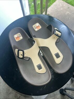 Adda Beige T-Strap Sandals